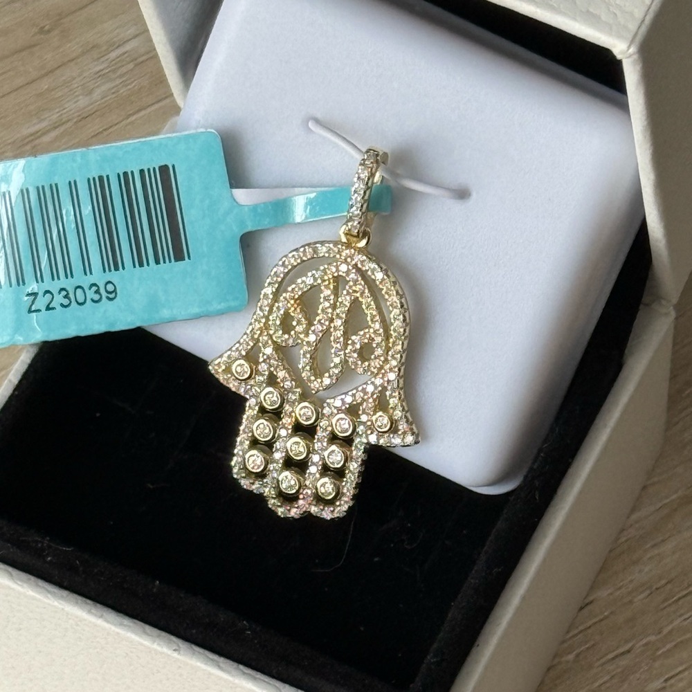 Gold Moissanite Hamsa Pendant